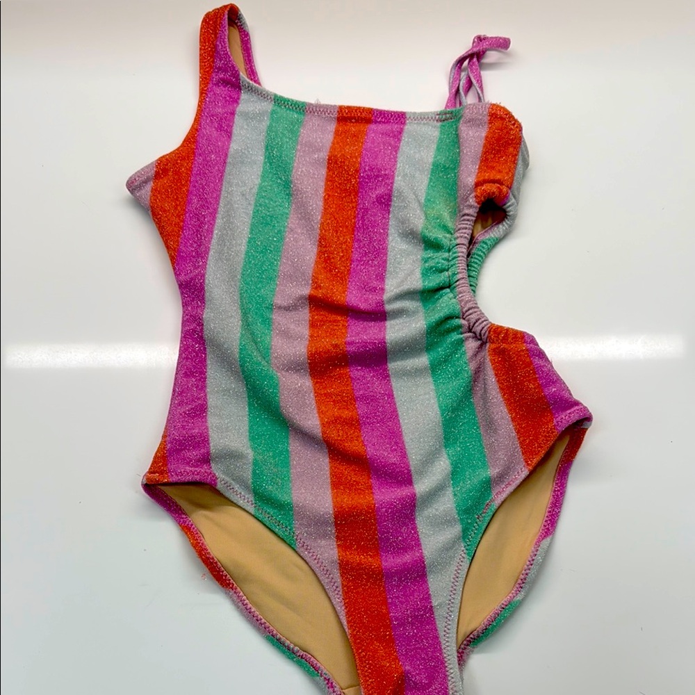 Vibrant Pink and Orange One Piece Swimsuit